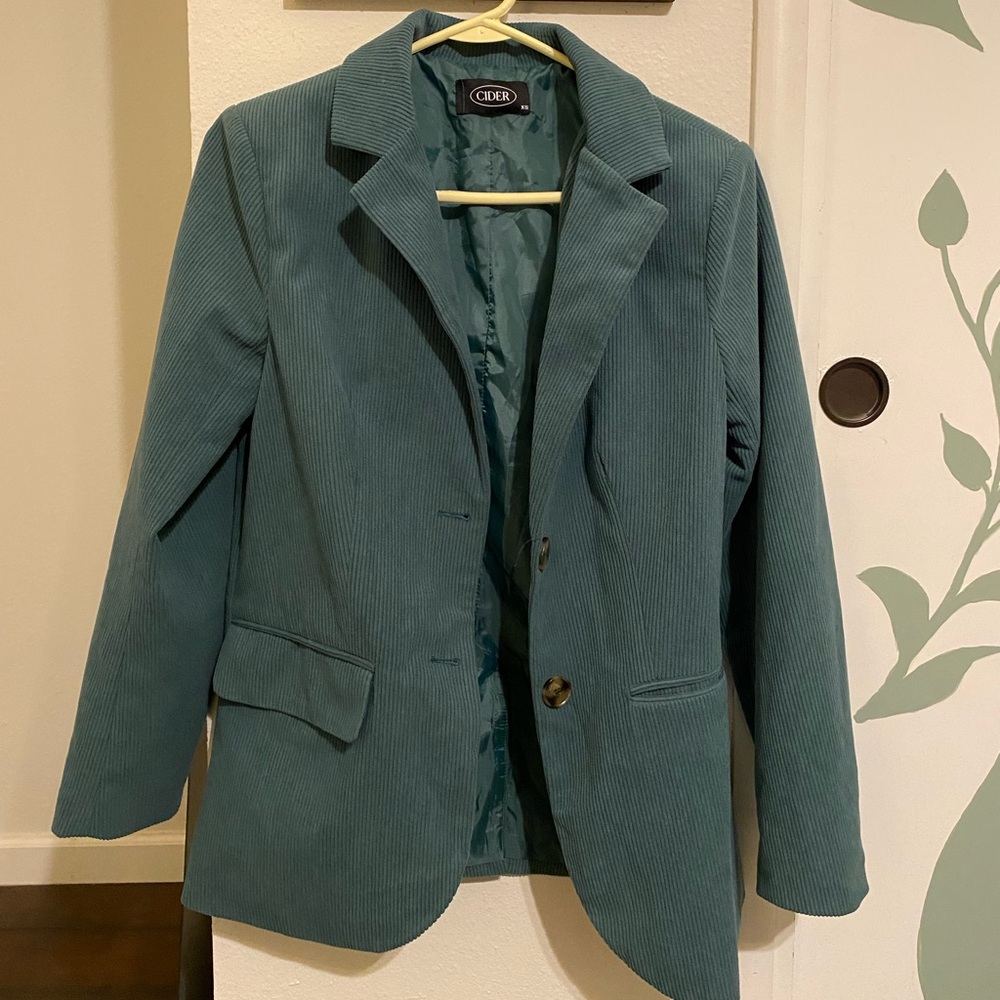Cider Women's Teal Corduroy Blazer